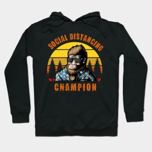 Social Distancing Champion Trendy Meme Funny Bigfoot Hoodie